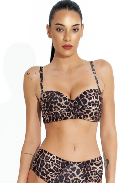 Bluepoint Cat Call Bikini Top Strapless Animal Print