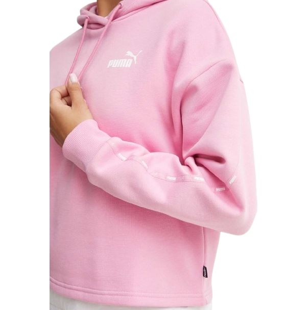 Puma Ess Power Tape Cropped Hoodie FL Γυναικείο Φούτερ Με Κουκούλα