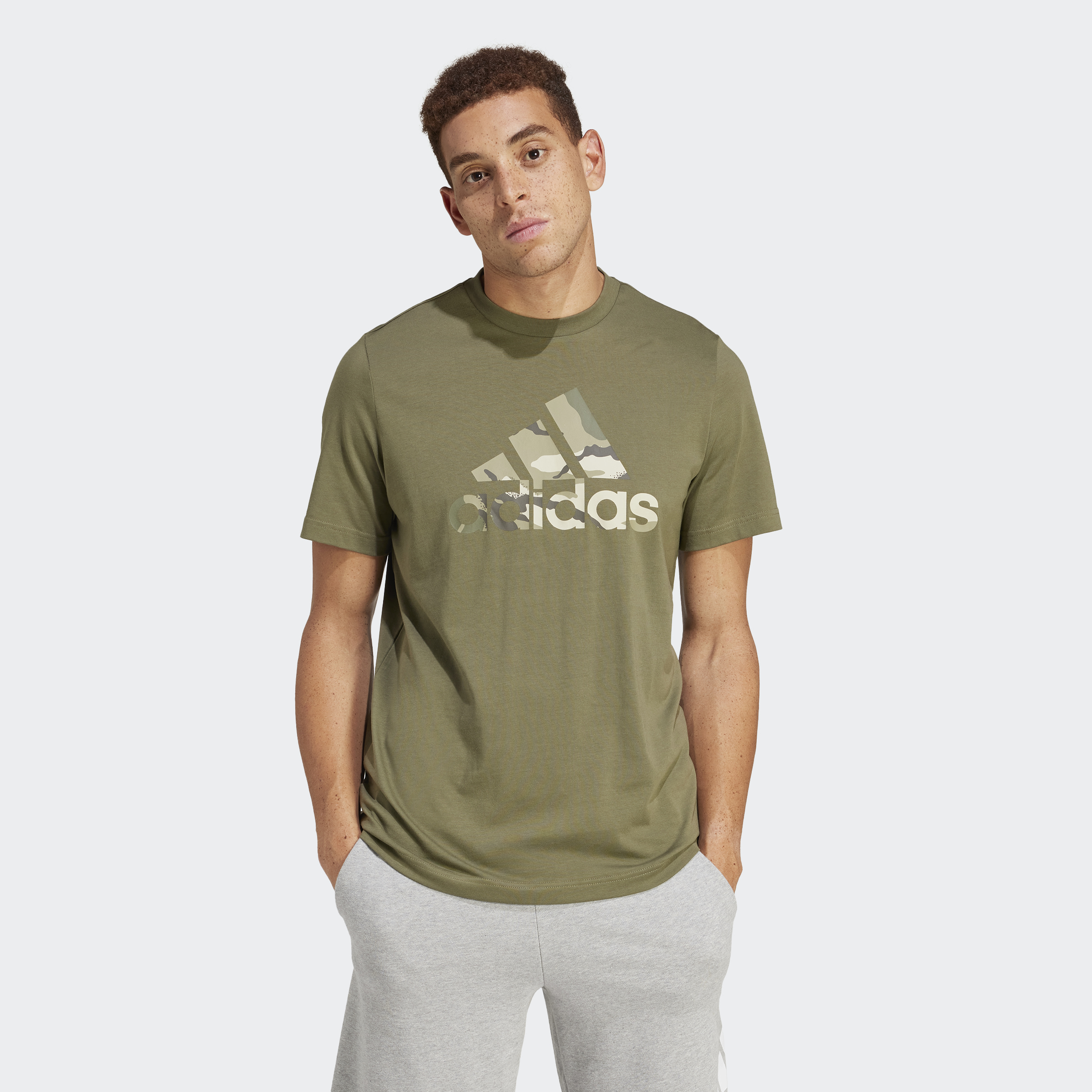 ADIDAS CAMO BADGE OF SPORT GRAPHIC TEE