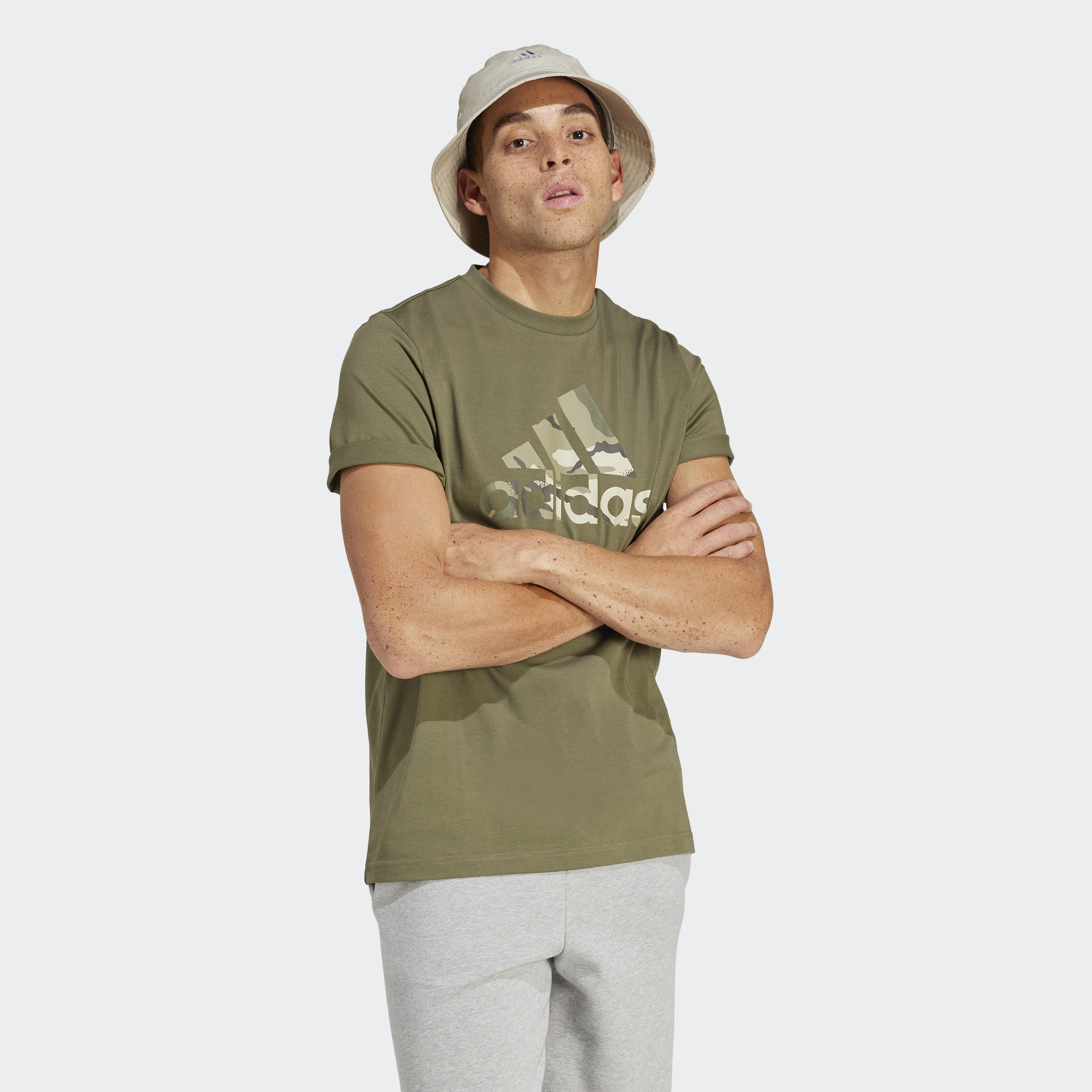 ADIDAS CAMO BADGE OF SPORT GRAPHIC TEE