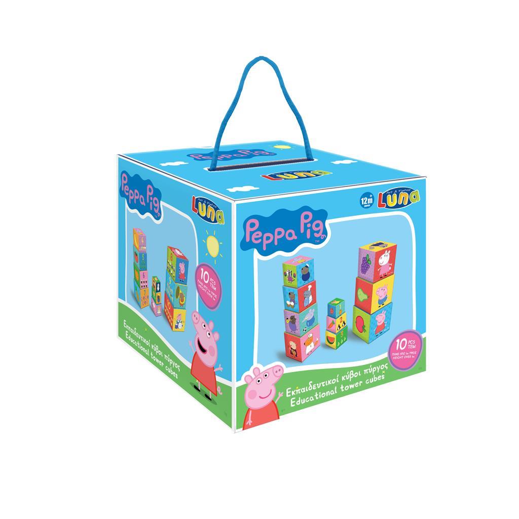 Luna Εκπαιδευτικοί Κύβοι Πύργος 10τμχ. Peppa Pig (000482668)