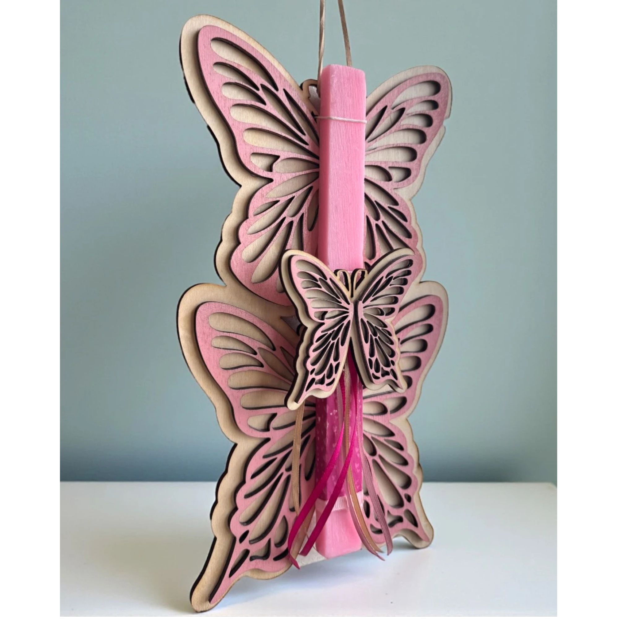 Life Likes Χειροποίητη Λαμπάδα Ροζ Πεταλούδα (5212018795075)
