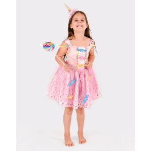 Den Goda Fen Στολή Candy Μονόκερος Ζαχαρωτό με Ραβδί απο 6-8  Ετών (97473)