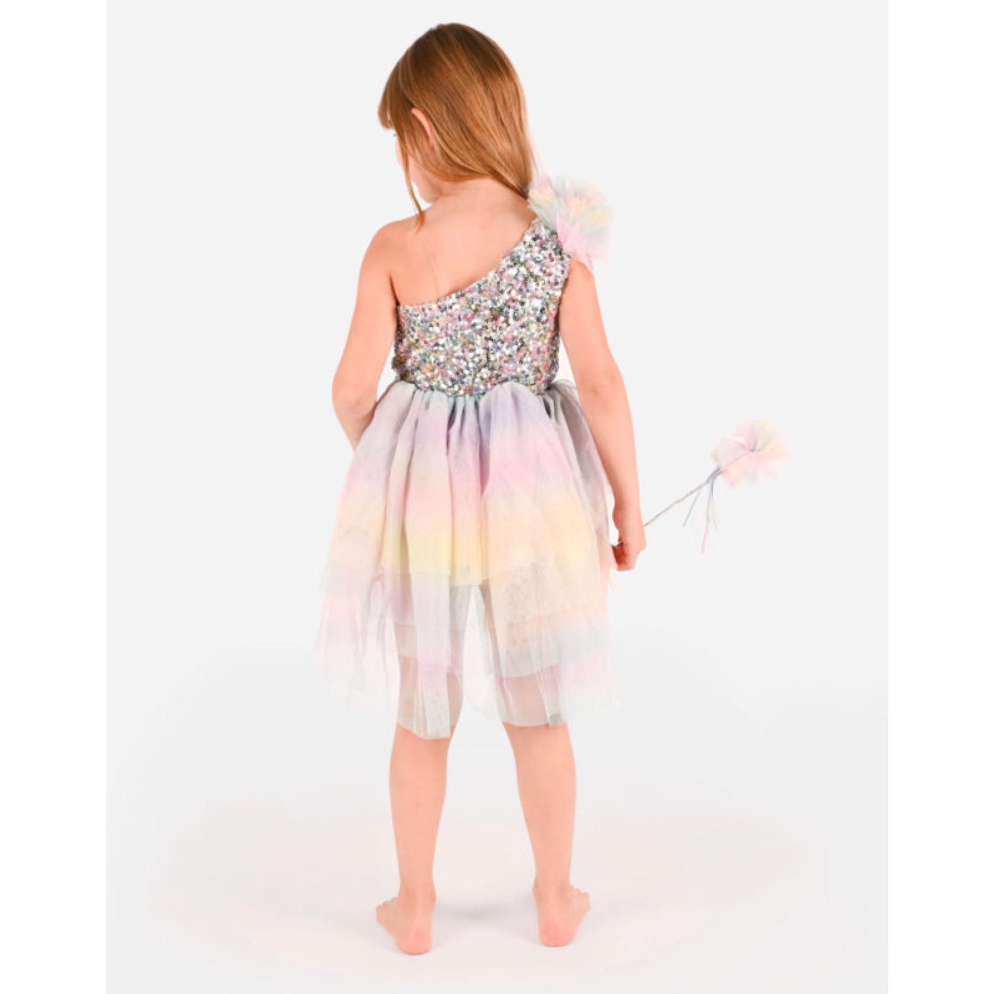 Den Goda Fen Στολή Rainbow Fairy με Ραβδί 2-4 Ετών (97485)