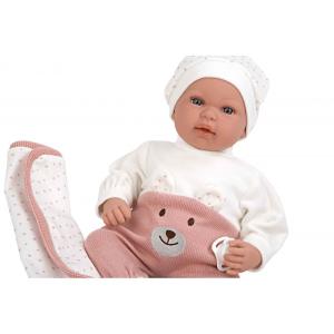 Arias Elegance Κούκλα Μωρό Mies 45cm με Ήχο Γέλιου & Κουβέρτα Ροζ (65351)