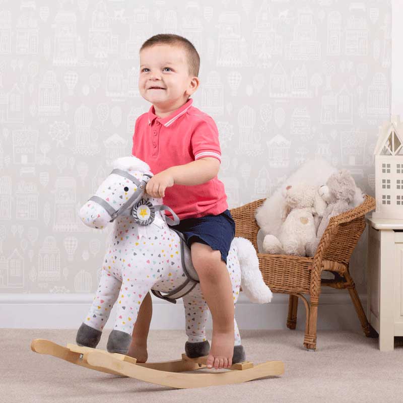 Bigjigs Toys Κουνιστό Αλογάκι Λευκό Patterned Rocking Horse (BJ408)