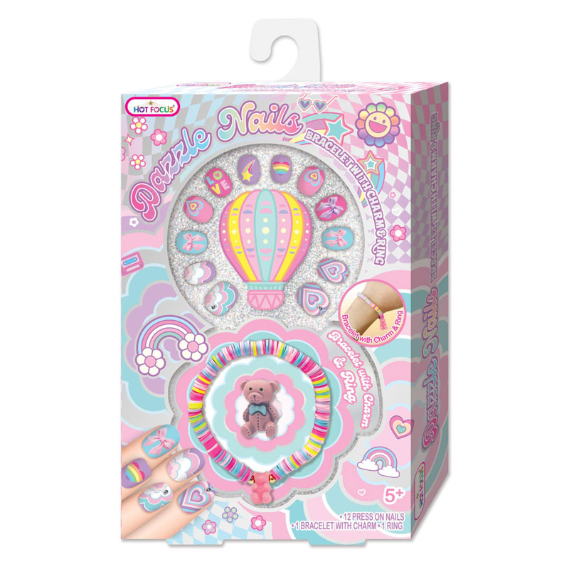 Hot Focus Dazzle Nails Air Ballon Σετ Νυχιών με Κοσμήματα (HF016RB)