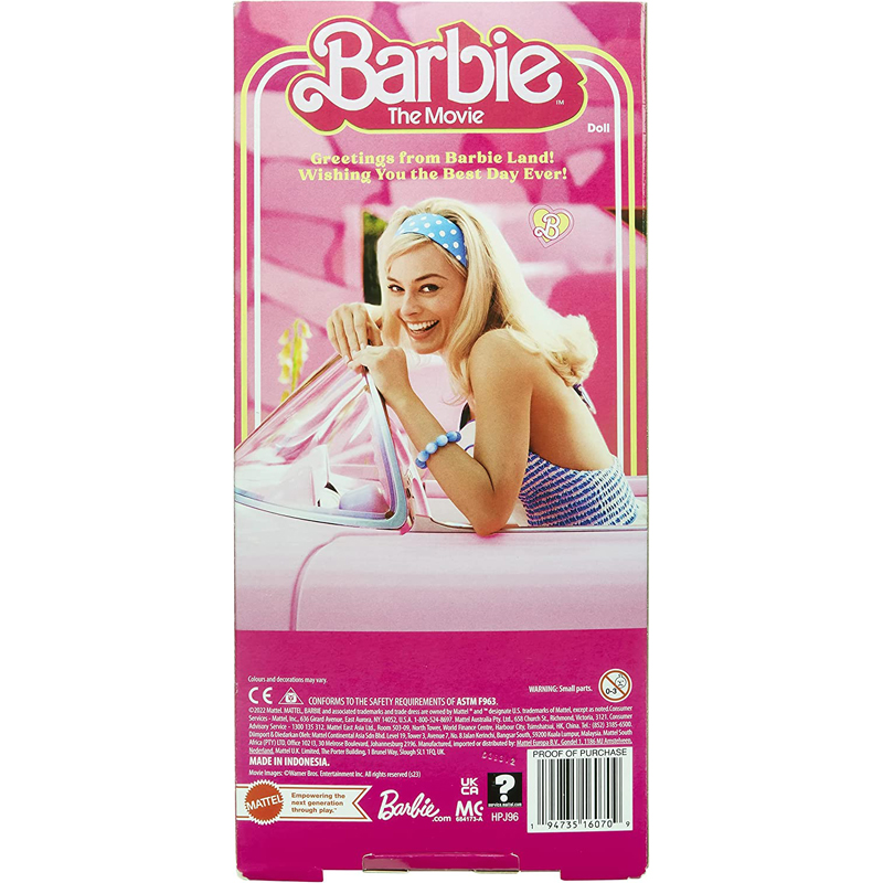 Mattel Barbie Movie Margot Robbie Pink Gingham Dress (HPJ96)