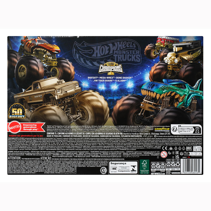 Mattel Hot Wheels Οχήματα Monster Trucks Trophy Champions Collection- Σετ των 12 (JDW07)