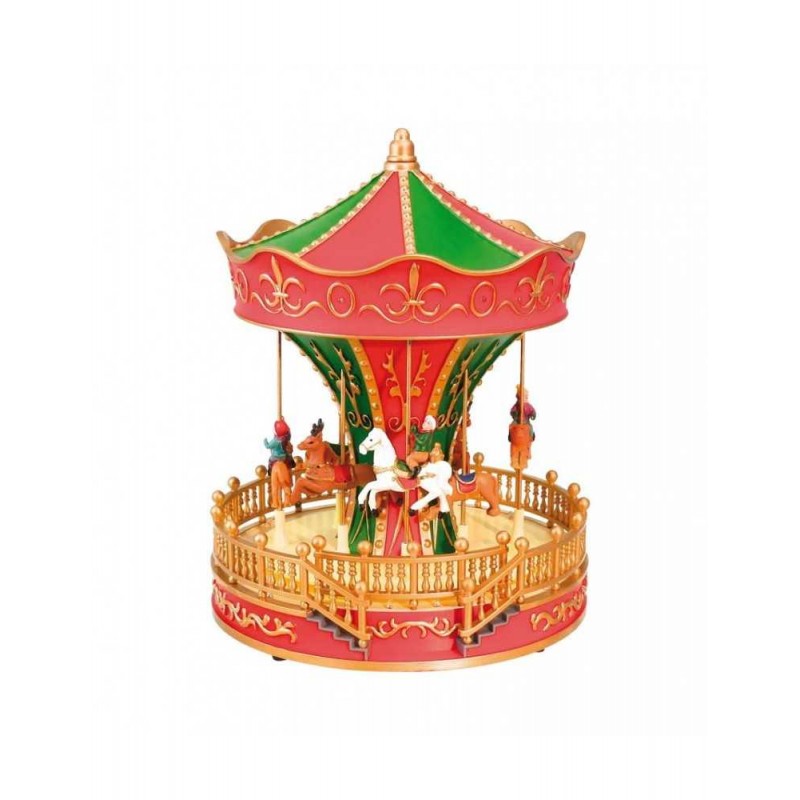 Spieluhrenwelt Carousel Άλογα Πράσινα  και Κόκκινα 28cm (MMMC-59148)