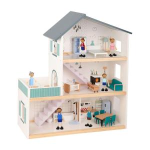 Tooky Toys Doll House Ξύλινο Τριώροφο Κουκλόσπιτο (TH919)