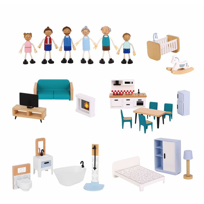 Tooky Toys Doll House Ξύλινο Τριώροφο Κουκλόσπιτο (TH919)