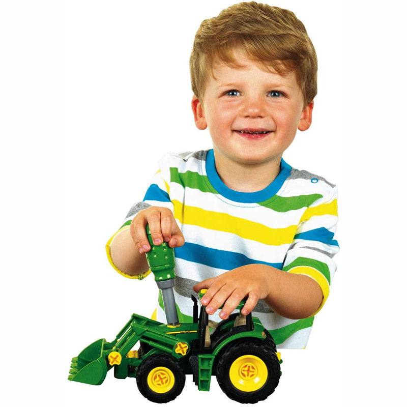 Klein John Deere Tractor with Wood and Haycart Trailer 3906