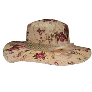Ψάθινο καπέλο με λουλούδια - 86821