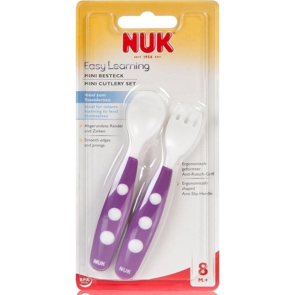 Nuk Easy Learning Εκπαιδευτικό Σετ Κουτάλι-Πιρούνι Μωβ για 8m+, 2τμχ