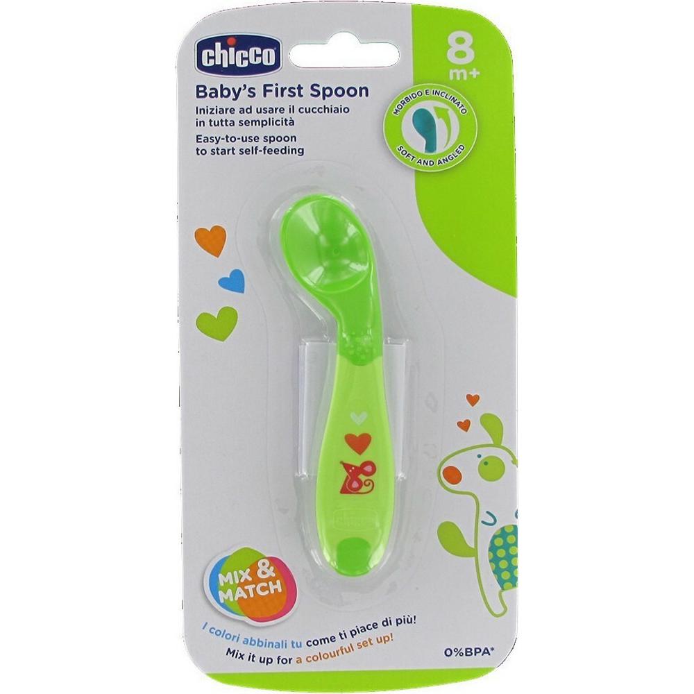 Chicco Baby's First Spoon, Πλαστικό Κουταλάκι Πράσινο 8m+