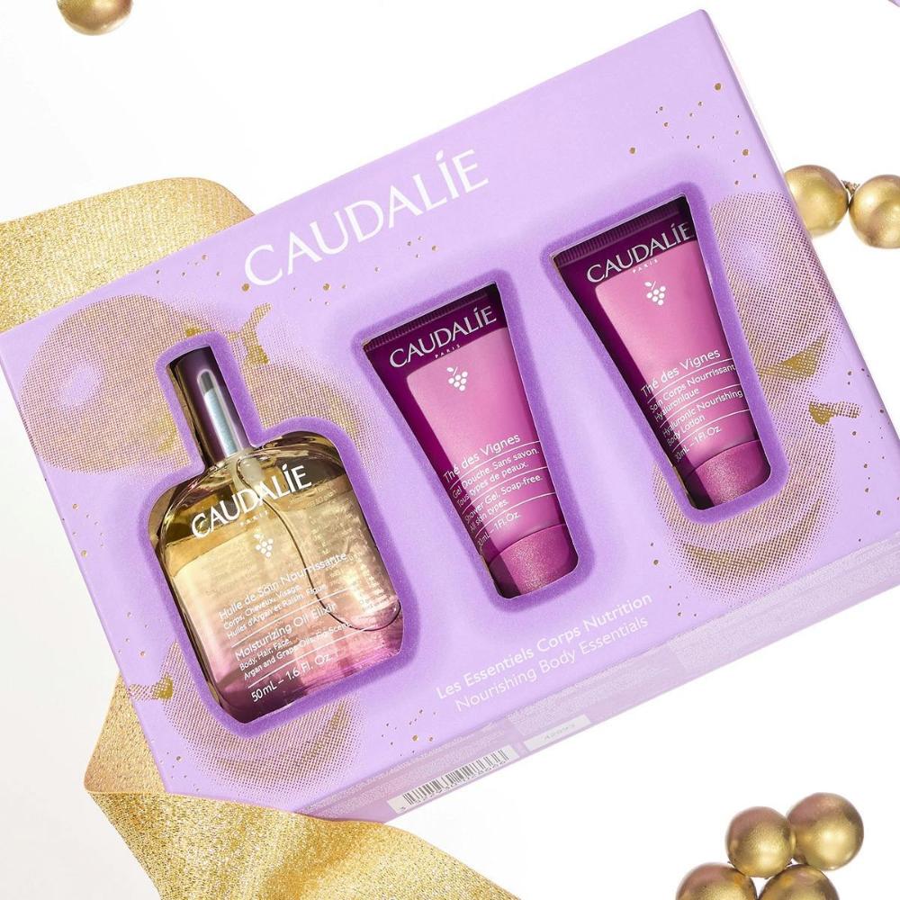 Caudalie Xmas Promo Moisturising Oil Elixir Λάδι Προσώπου, Σώματος & Μαλλιών, 50ml, Δώρο The des Vignes Shower Gel Αφρόλουτρο Σώματος, 30ml & The des Vignes Hyaluronic Nourishing Body Lotion Ενυδατική Λοσιόν Σώματος, 30ml, 1σετ