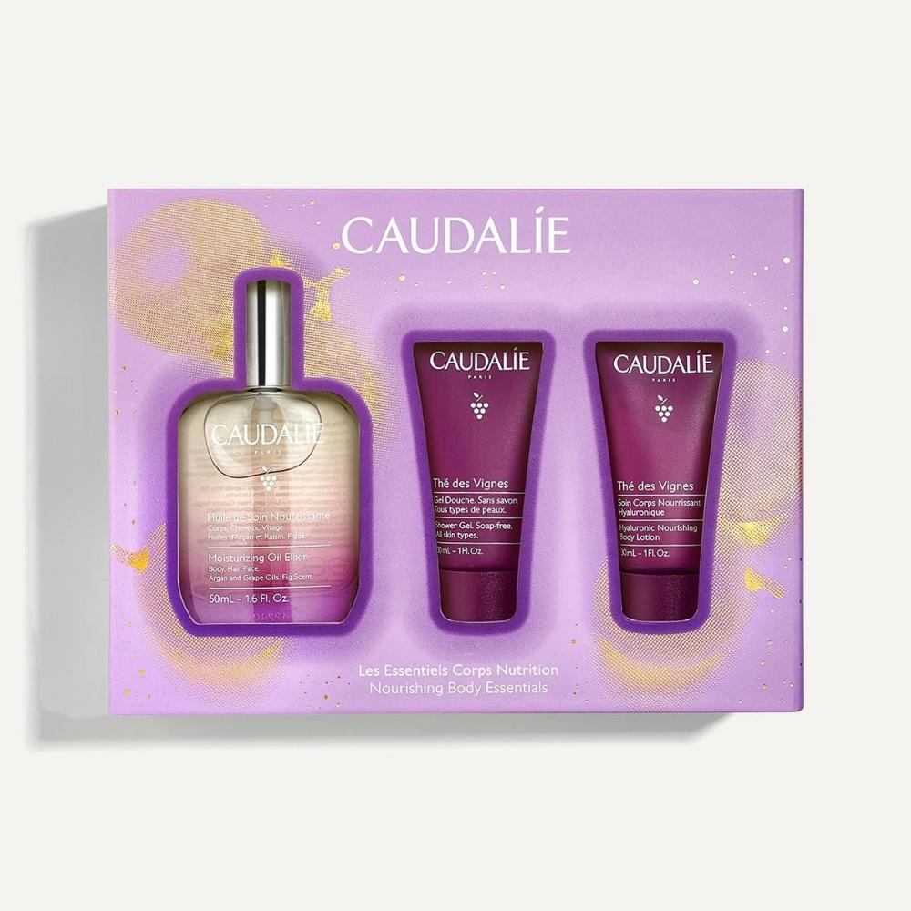 Caudalie Xmas Promo Moisturising Oil Elixir Λάδι Προσώπου, Σώματος & Μαλλιών, 50ml, Δώρο The des Vignes Shower Gel Αφρόλουτρο Σώματος, 30ml & The des Vignes Hyaluronic Nourishing Body Lotion Ενυδατική Λοσιόν Σώματος, 30ml, 1σετ