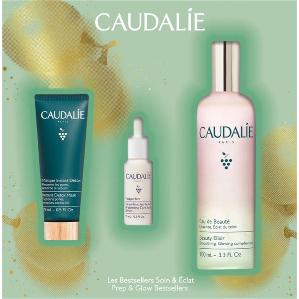 Caudalie Xmas Promo Beauty Elixir Ελιξήριο Ομορφιάς για Όλους τους Τύπους Δέρματος, 100ml, Δώρο Instant Detox Mask Μάσκα Αποτοξίνωσης με Ροζ Άργιλο, 15ml & Vinoperfect Brightening Dark Spot Serum Ορό Προσώπου Λάμψης για Πανάδες, 10ml, 1σετ