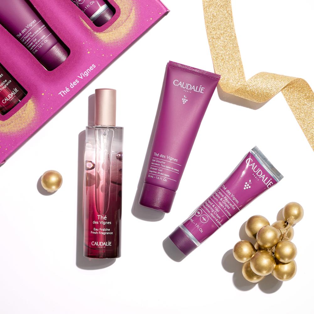 Caudalie The Des Vignes Xmas Promo Fresh Fragrance Γυναικείο Άρωμα, 50ml, Δώρο Shower Gel Αφρόλουτρο Σώματος, 50ml & Hand & Nail Repairing Cream Ενυδατική Κρέμα Χεριών & Νυχιών, 30ml, 1σετ