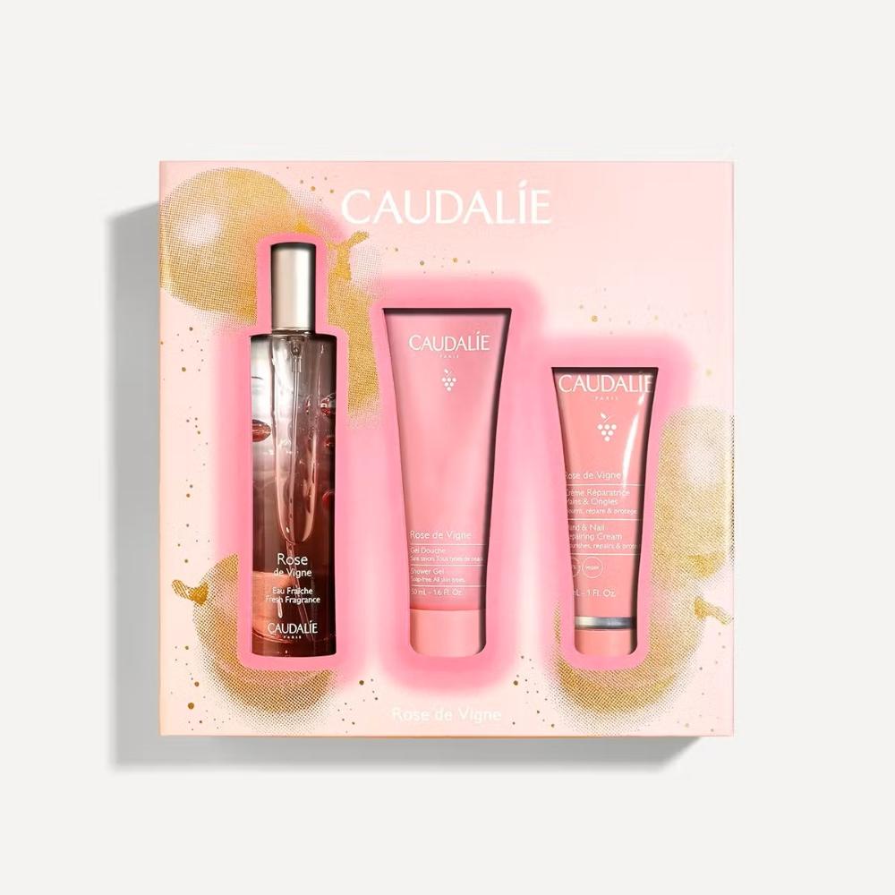 Caudalie Rose de Vigne Xmas Promo Fresh Fragrance Γυναικείο Άρωμα, 50ml, Δωρό Shower Gel Αφρόλουτρο Σώματος, 50ml & Hand & Nail Repairing Cream Ενυδατική Κρέμα Χεριών & Νυχιών, 30ml, 1σετ