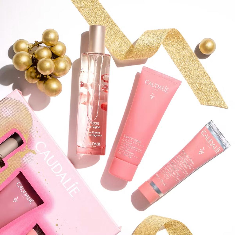 Caudalie Rose de Vigne Xmas Promo Fresh Fragrance Γυναικείο Άρωμα, 50ml, Δωρό Shower Gel Αφρόλουτρο Σώματος, 50ml & Hand & Nail Repairing Cream Ενυδατική Κρέμα Χεριών & Νυχιών, 30ml, 1σετ