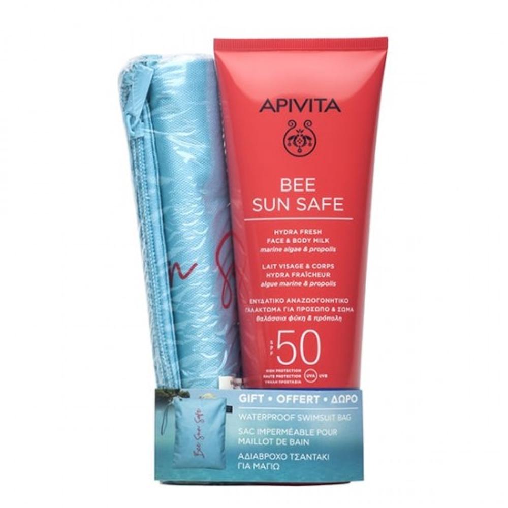 Apivita Promo Bee Sun Safe Hydra Fresh Face & Body Milk With Marine Algae & Propolis SPF50 200ml & Δώρο Αδιάβροχο Τσαντάκι Για Μαγιό 1 Τεμάχιο