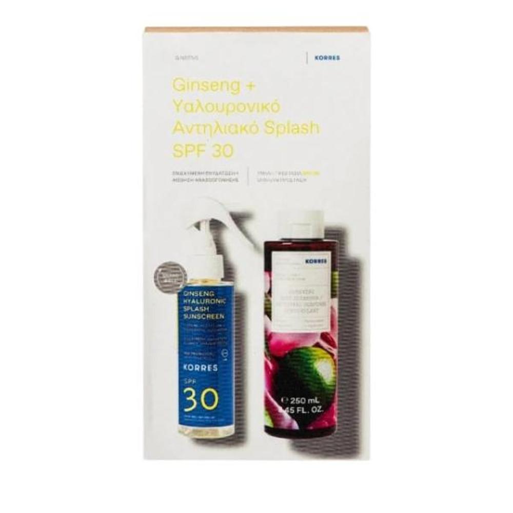 Korres Promo Ginseng Hyaluronic Sunscreen Splash Spf30 150ml & Renewing Body Cleanser, Ginger & Lime 250ml