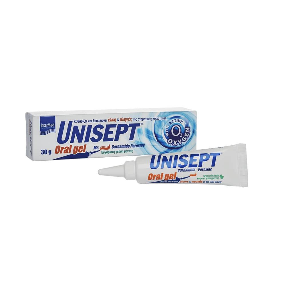 Intermed Unisept Oral Gel Γέλη για Έλκη και Πληγές της Στοματικής Κοιλότητας, 30gr