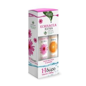 Power Health Echinacea Extra Stevia 24 eff tabs & Δώρο Vitamin C 500 mg 20 eff tabs - 1103