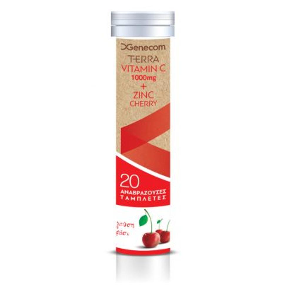 Terra Vitamin C 1000mg + Zinc, με γεύση κεράσι, 20 αναβράζοντα δισκία