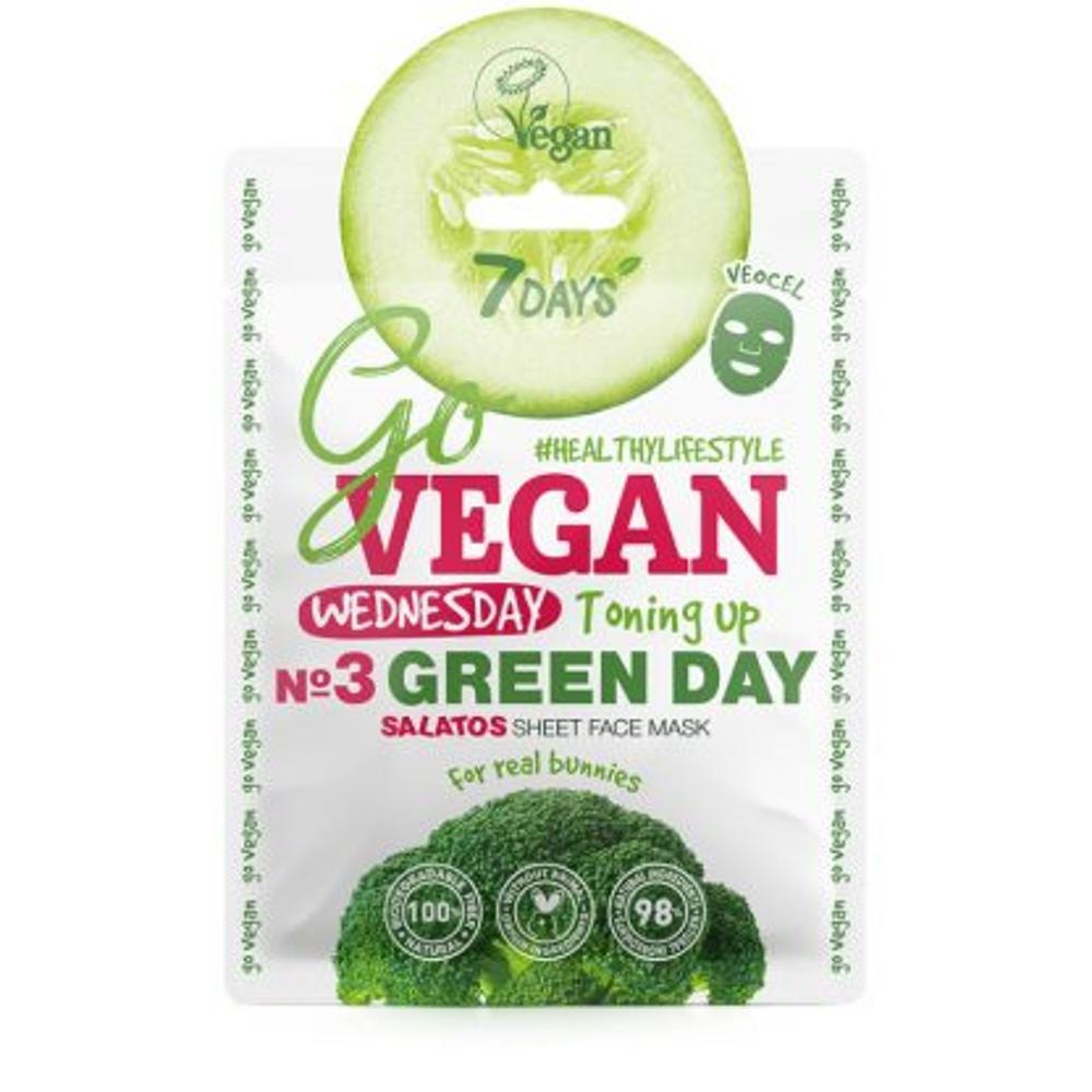 7Days Go Vegan Face Mask Green Day Μάσκα με Αντιοξειδωτική, Αντιγηραντική & Ενυδατική Δράση, 25g