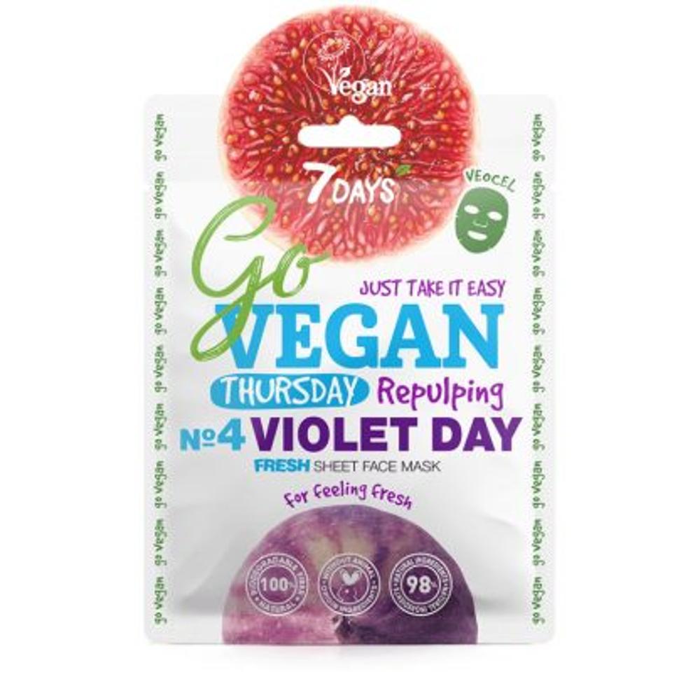 7Days Go Vegan Face Mask Violet Day για Τόνωση & Αναζωογόνηση, 25g