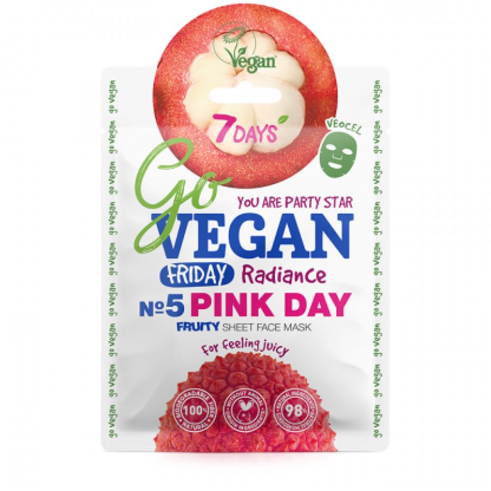 7Days Go Vegan Face Mask Pink Day Μάσκα για Λάμψη, Τόνωση & Φρεσκάδα, 25g