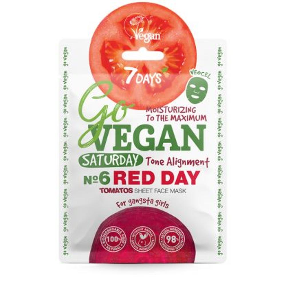 7Days Go Vegan Face Mask Red Day Μάσκα Ενυδάτωσης για Ελαστικότητα & Λάμψη, 25g