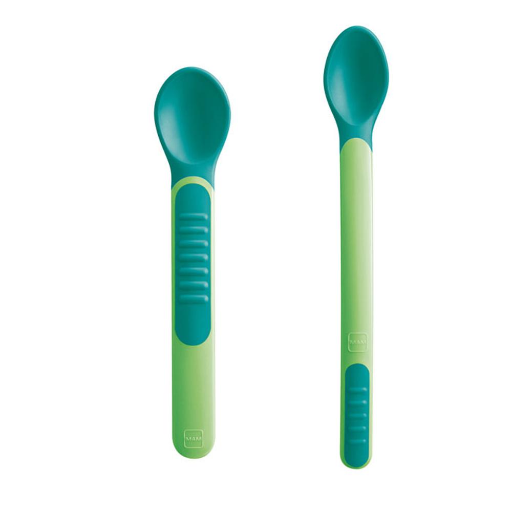 Mam Heat Sensitive Spoons and Cover Θερμοευαίσθητα κουταλάκια με Προστατευτικό Καπάκι για Μωρά 6m και άνω, 2 τμχ