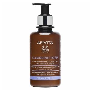 Apivita Cleansing Foam Face & Eyes Κρεμώδης Αφρός Καθαρισμού για Πρόσωπο & Μάτια με Ελιά & Λεβάντα, για Όλους τους Τύπους Δέρματος,75ml - 3616