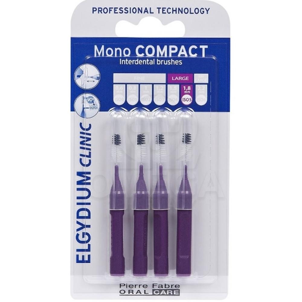 Elgydium Clinic Mono Compact Interdental Brushes Purple Μεσοδόντια Βουρτσάκια Μωβ 0.8 4 Τεμάχια