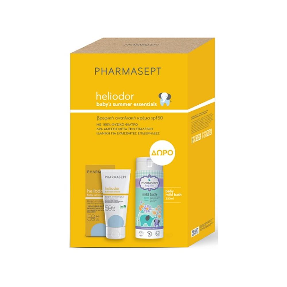 Pharmasept Heliodor Baby sun cream Spf50 100ml & ΔΩΡΟ Baby mild bath 250ml