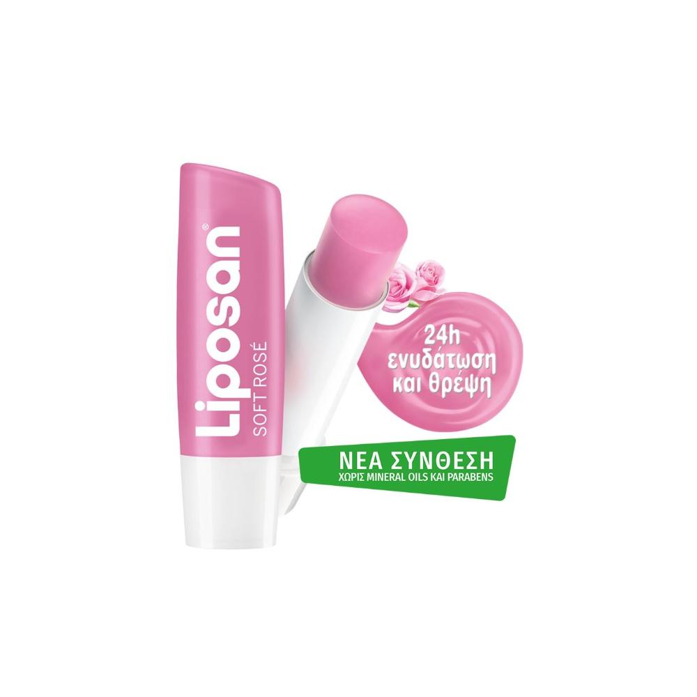 Liposan Soft Rose Caring Lip Balm Ενυδατικό Χειλιών για 24ωρη Ενυδάτωση, 4.8gr