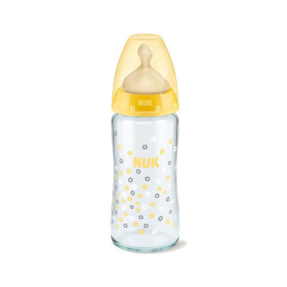 Nuk Μπιμπερό Γυάλινο First Choice Plus με Θηλή Latex 0-6m Κίτρινο 240ml