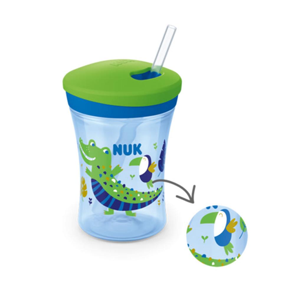 Nuk Action Cup Chameleon Ποτηράκι που Αλλάζει Χρώμα με Καλαμάκι 12m+ Μπλε, 230ml