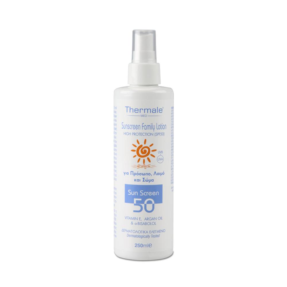 Thermale Sunscreen Family Lotion SPF50 Αντηλιακό Προσώπου, Λαιμού & Σώματος 250ml