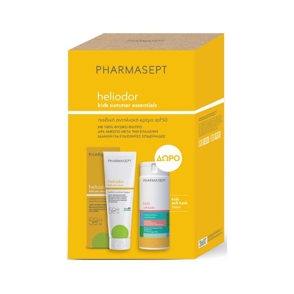 Pharmasept Heliodor Kids sun cream Spf50 150ml & ΔΩΡΟ Kids soft bath 250ml