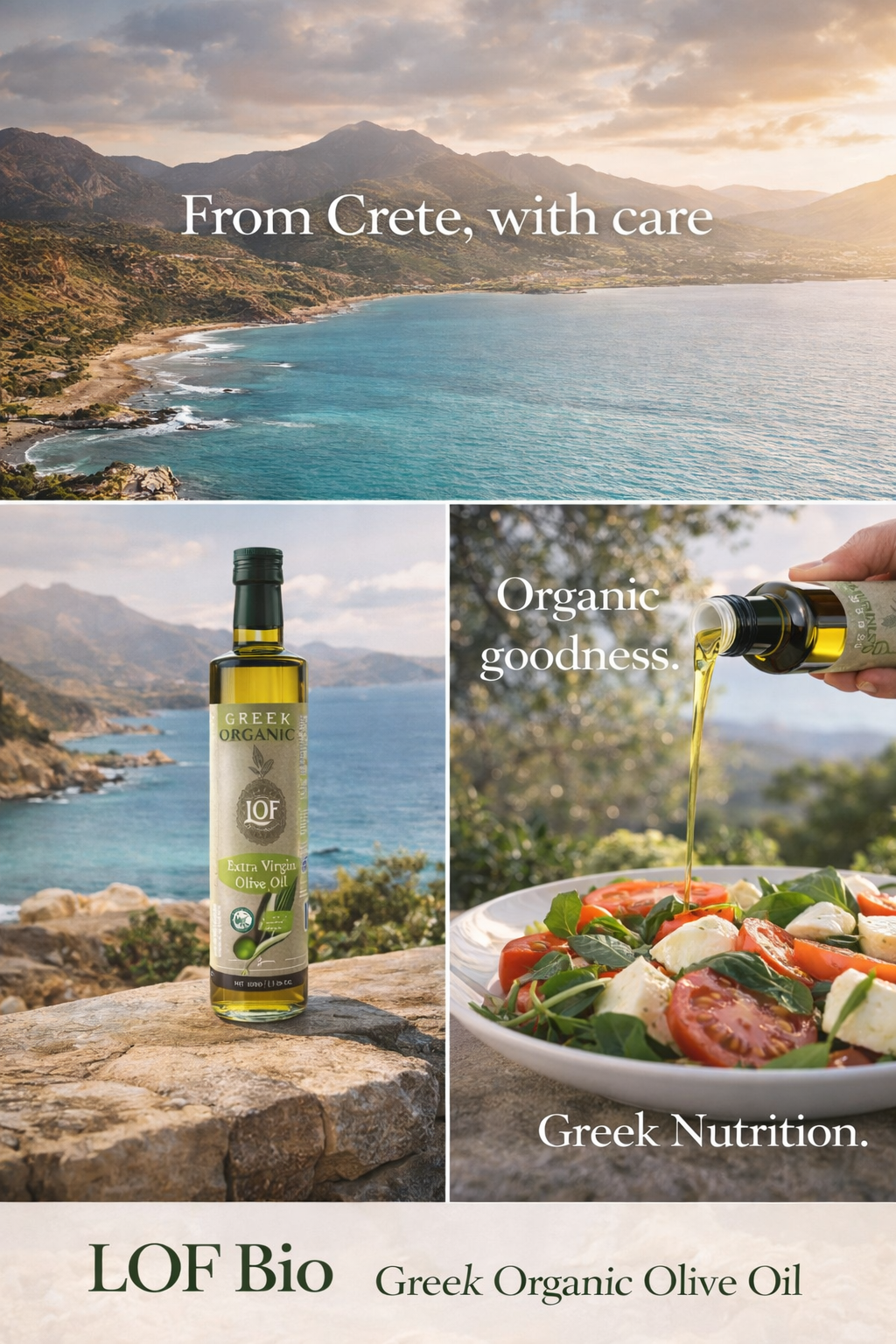 Greek organic olive oil used in salads and Mediterranean dishes