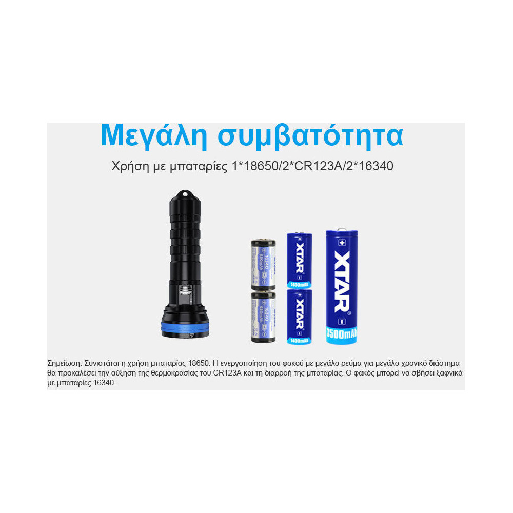 Φακός κατάδυσης XTAR D06 1600lms full set