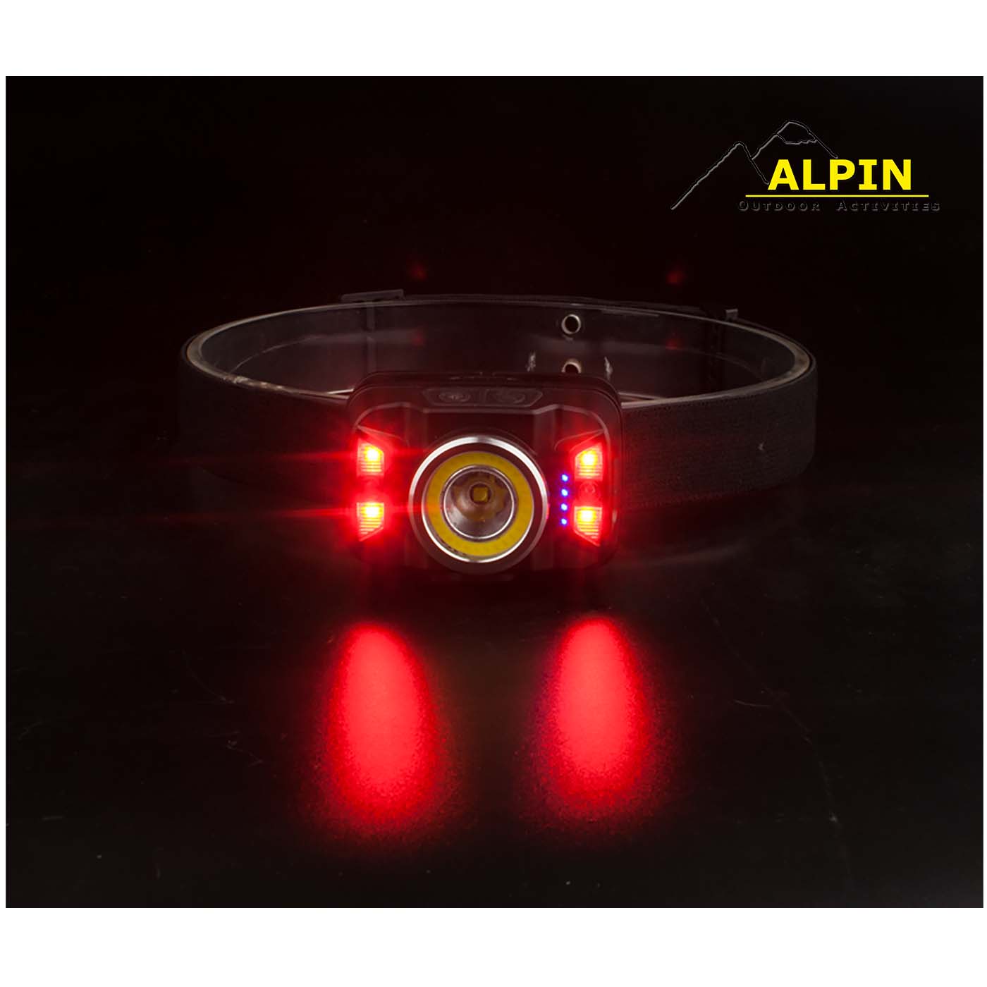 Φακός Κεφαλής Alpin Sensor+ με UV COB, Κόκκινο SMD + Hybrid System