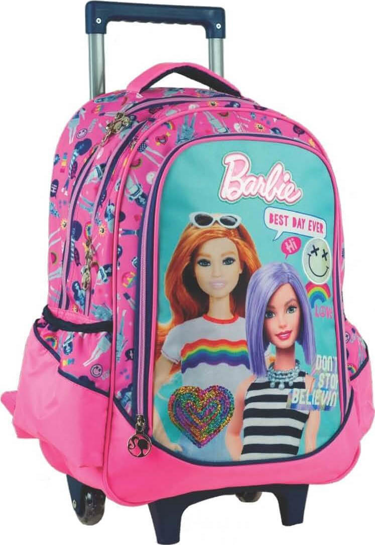 Gim Barbie Beauty Σχολική Τσάντα Τρόλεϊ Δημοτικού σε Ροζ χρώμα Μ35 x Π15 x Υ46cm  349-67074