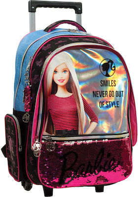 Gim Barbie Denim Fashion Σχολική Τσάντα Τρόλεϊ Δημοτικού σε Ροζ χρώμα Μ35 x Π15 x Υ46cm Κωδικός: 349-66074