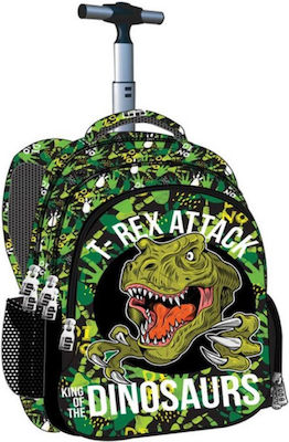 Back Me Up T-Rex Σχολική Τσάντα Τρόλεϊ Δημοτικού σε Πράσινο χρώμα Μ33 x Π28 x Υ48εκ Κωδικός: 357-13074